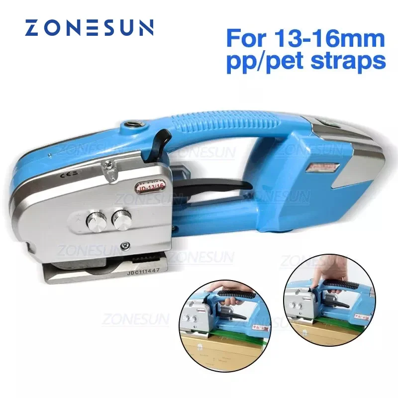 ZONESUN Battery Strapping Tools Hand Held PP PET Wrapping Machine Plastic Belt Packaging Battery Strap Width13-16mm Baler