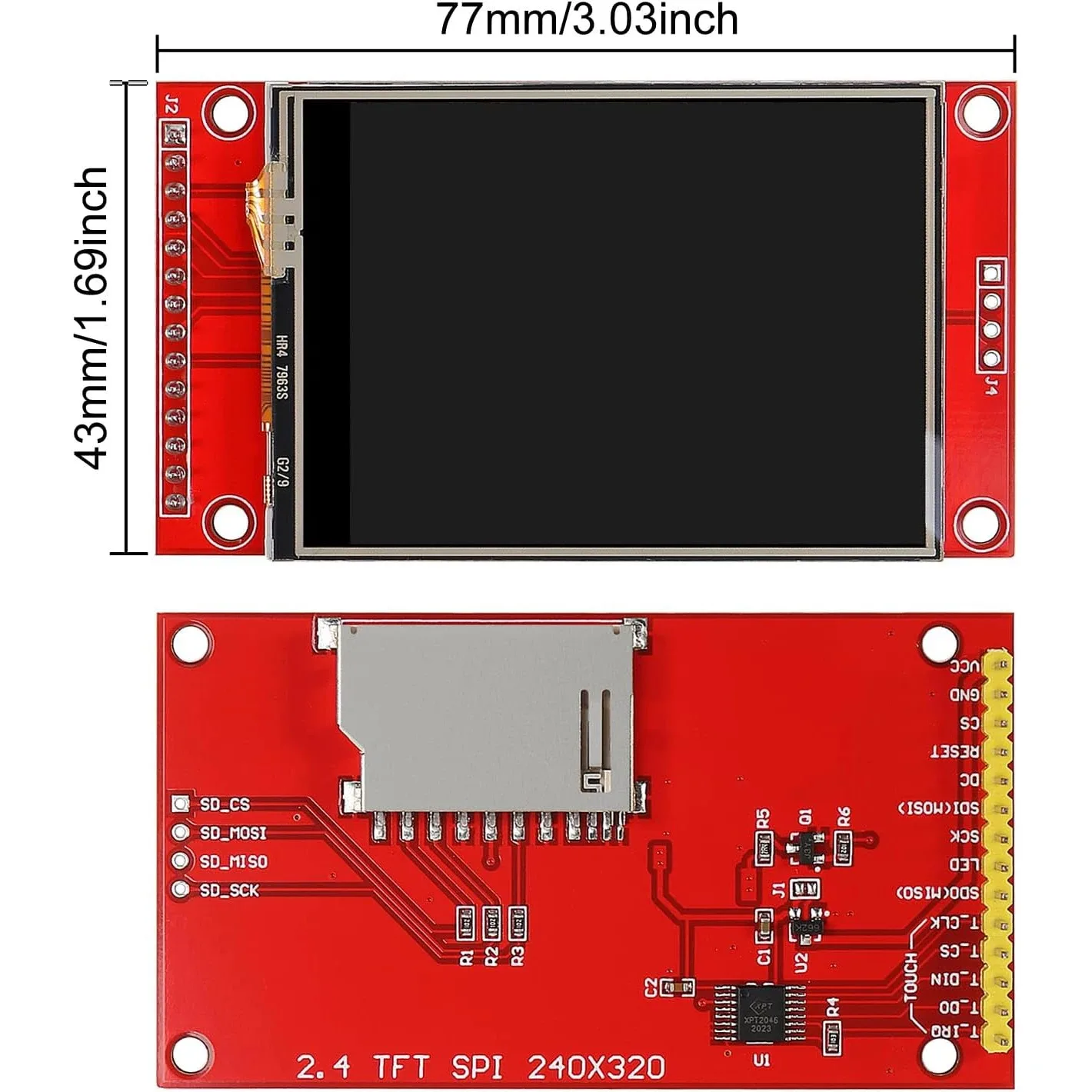 2.4" SPI TFT LCD Display Touch Panel ILI9341 240x320 TFT LCD Touch Screen Shield 5V/3.3V STM32 Display Module SPI Serial