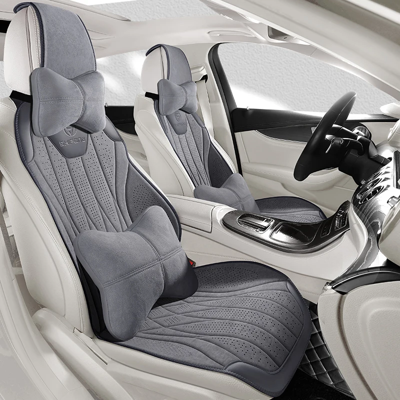 

Luxury Leather Universal Car Seat Cover All Season Breathable Auto Seats Protection Suede Saddle Pad Seat Cushion Auto Parts