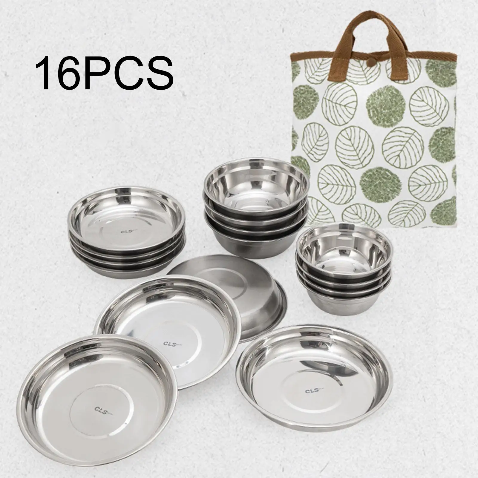 

Stainless Steel Plates and Bowls Tableware Bowl Plate Kit Lightweight Food Container Camping Mess Set for Self Driving BBQ