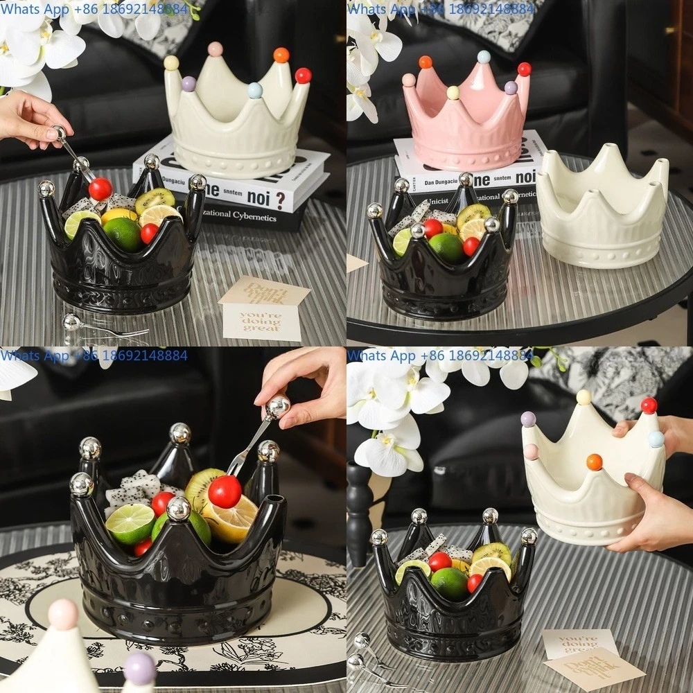

Minimalist Crown Fruit Tray High Aesthetic Home Coffee Table Candy Dish for Living Room Elegant Serving Bowl