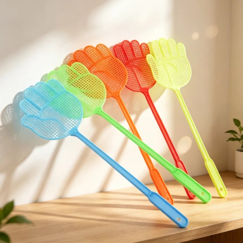 3/5 Stück mehrfarbige Fliegenklatsche mit langem Griff, langlebiges Kunststoffmaterial, ideal für die Sommer-Mücken- und Insektenbekämpfung. Zufällige Farbtöne