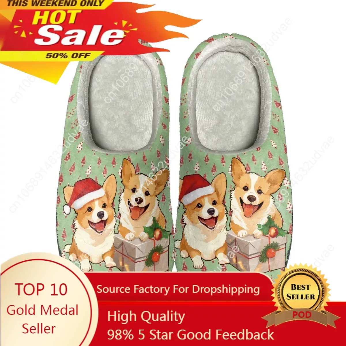 

Winter Female Shoes Kawaii Cute Pet Corgi Design Cotton Slippers Women Household Indoor Warm Footwear Non-Slip Platform Slippers