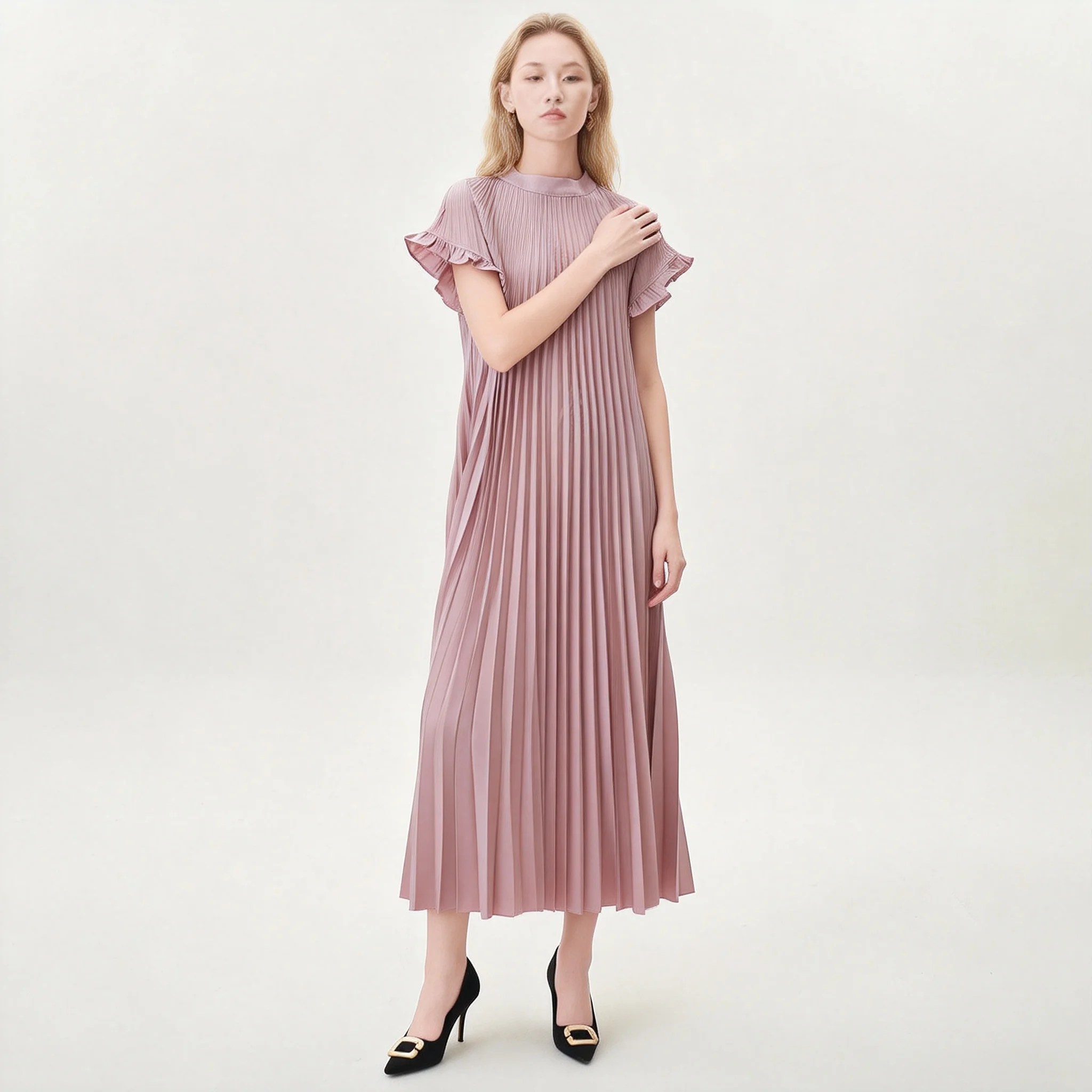 

Miyake Pleated Dress for Women 2026 Light Luxury, High-end, Elegant, Fashionable, Ruffled, Simple and Loose Skirt with Large Hem