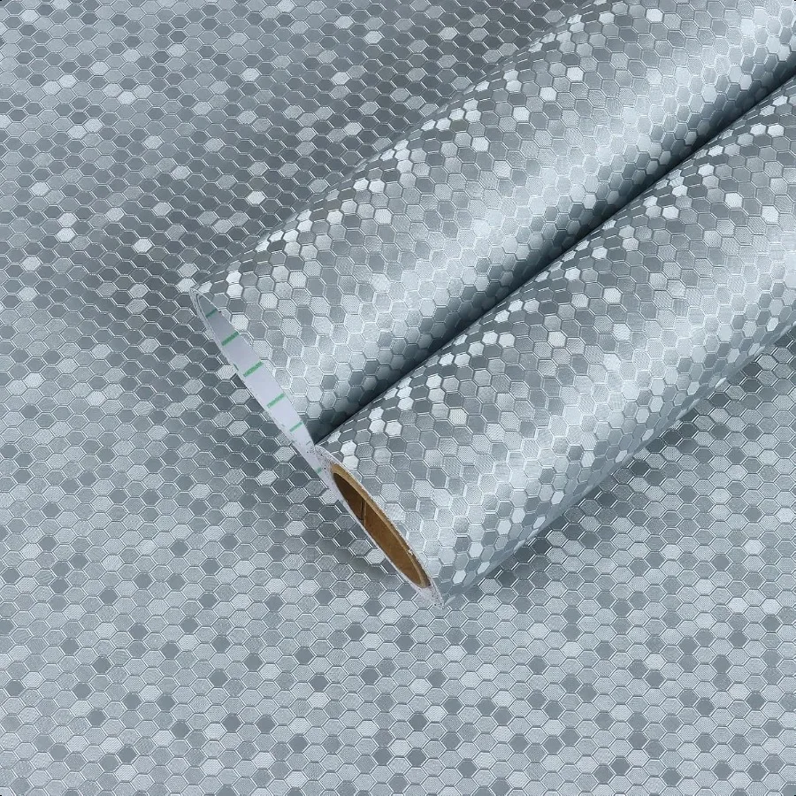 

12 x 100 дюймов Sier кухонные обои с щитком, самоклеящаяся алюминиевая фольга, контактная бумага для столешницы, плиты, воды