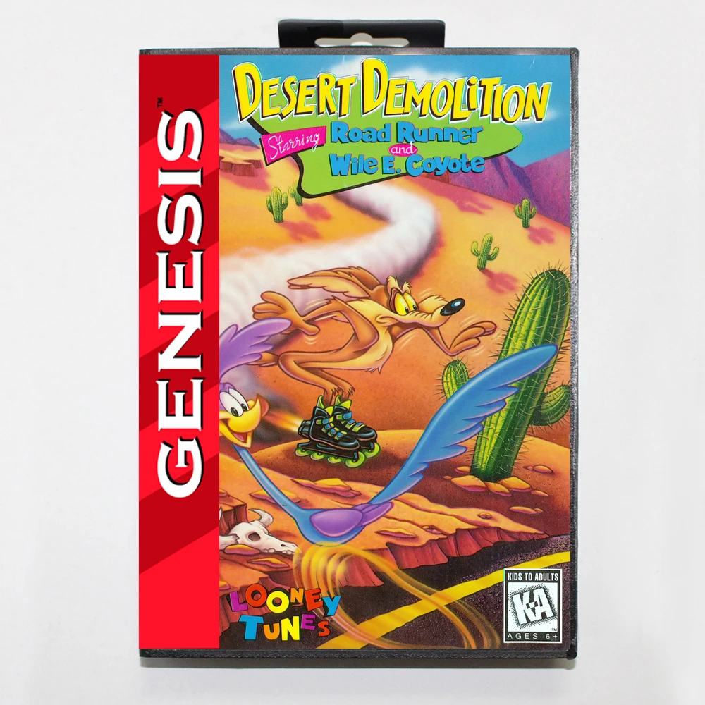 Desert Demolition MD Game Cartridge with USA Box for 16 Bit Sega Megadrive Genesis System