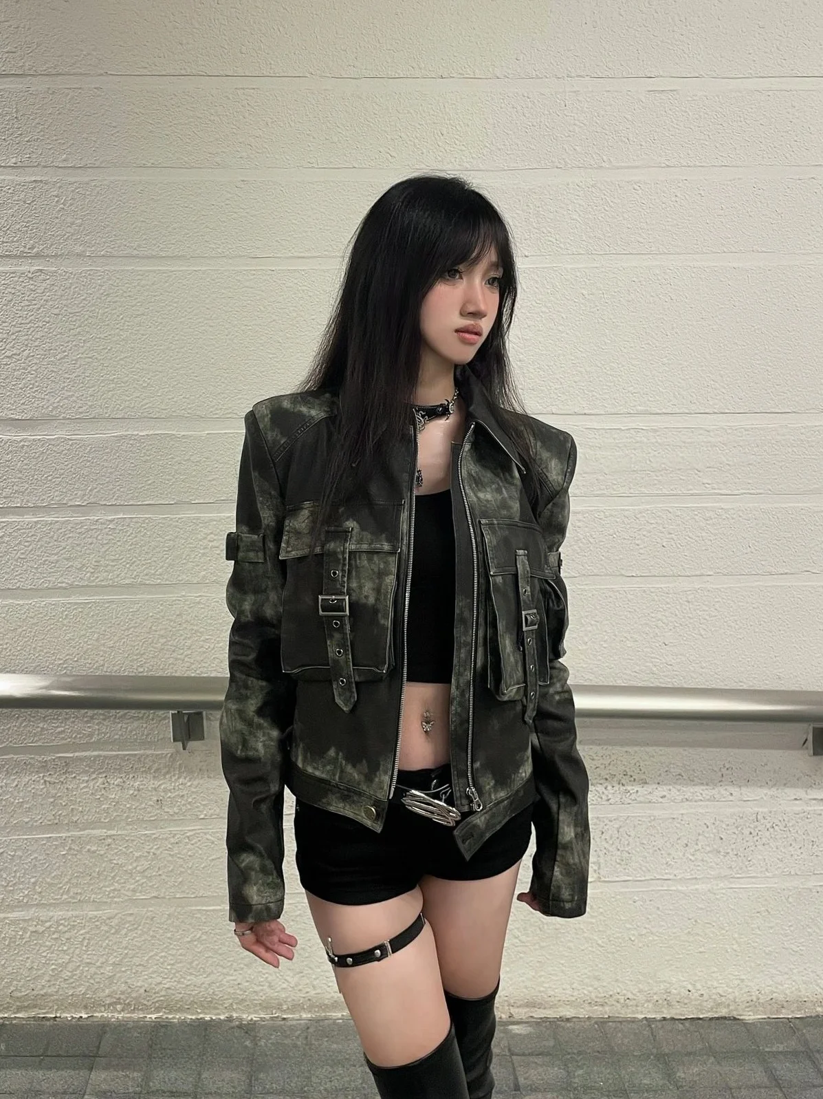 

R STUDIO American Retro Punk Leather Jaet Женская мотоциклетная верхняя одежда Jaet Spicy Girl ort Sve Long Sve