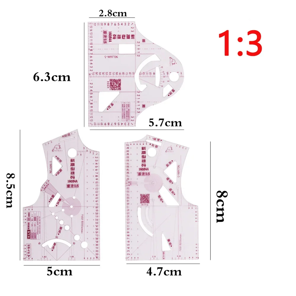 3Pcs Clothing Design Proofing Ruler Multifunctional Sewing Measuring Tool Tailor Pattern Design DIY Sewing Tools