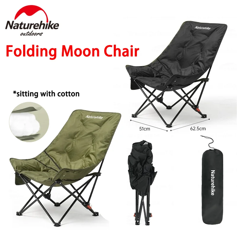 

Naturehike Camping Chair High Back Moon Folding Chair Portable Backrest Adjustable Outdoor Camping Leisure Fishing Hiking Chair