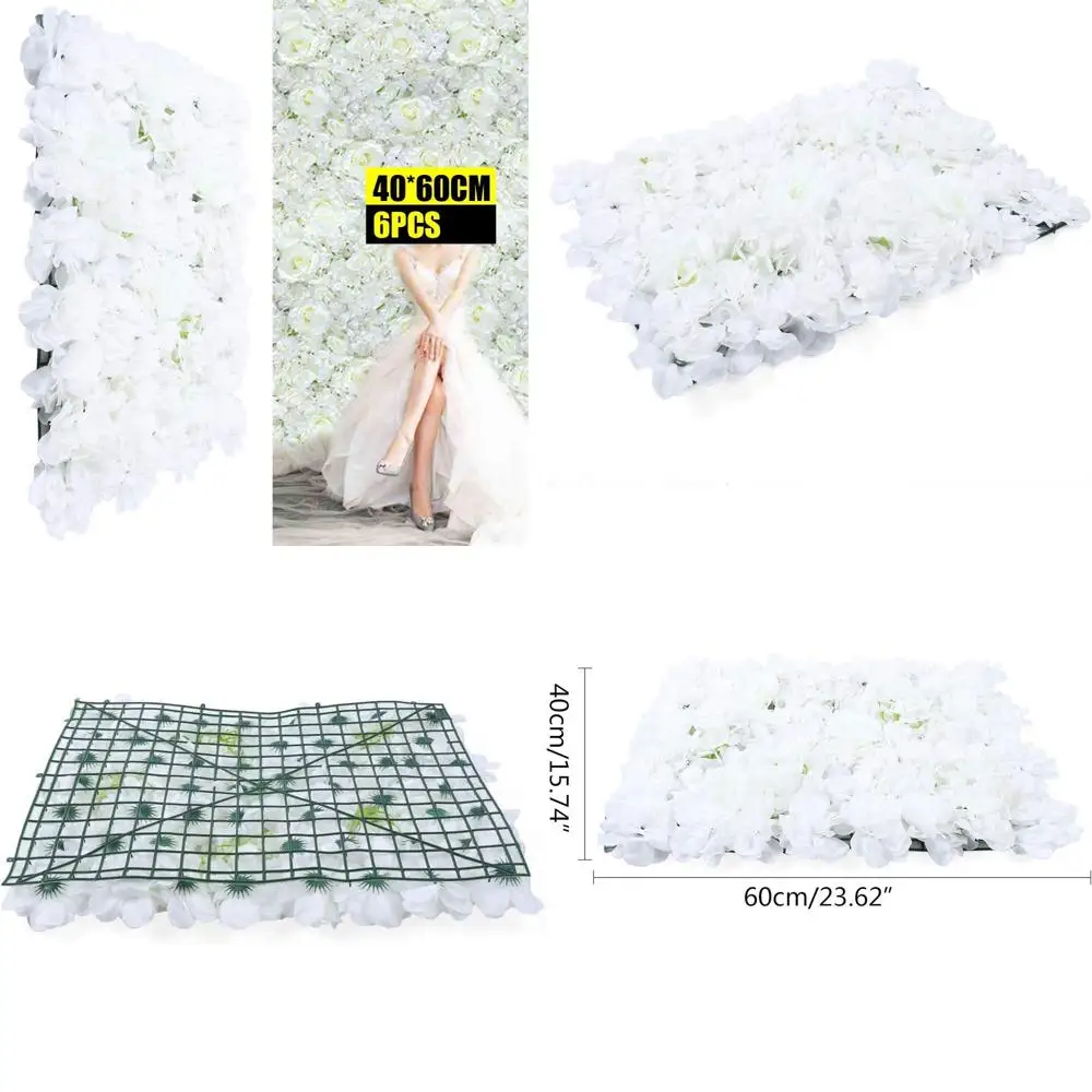 

White 24x16 Artificial Lower Wall Panels with Hydrangea and Rose for Wedding and Party Decor