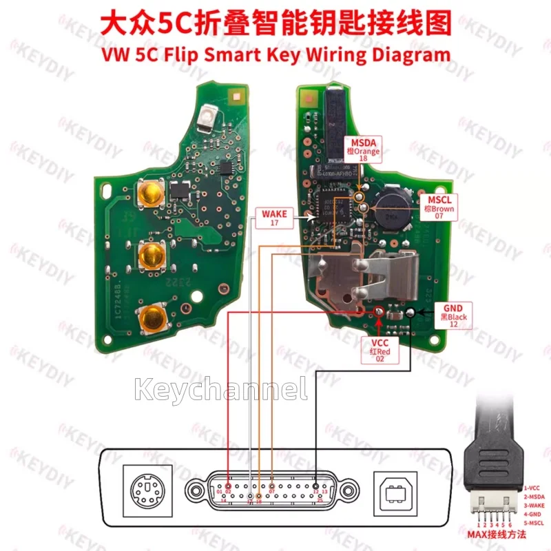 1 pz Cavo di programmazione chiavi DB25 Adattatore BDC2 BDC3 BCP 5C 5D per BMW G, VW, Skoda, Audi MQB49 5C 5D Aggiungi Chiave per KD X4
