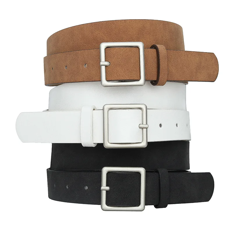 

Ladies' Korean Style Trendy Hot Selling Frosted Texture Pu Belt Simple And Fashionable Versatile Square Waistband