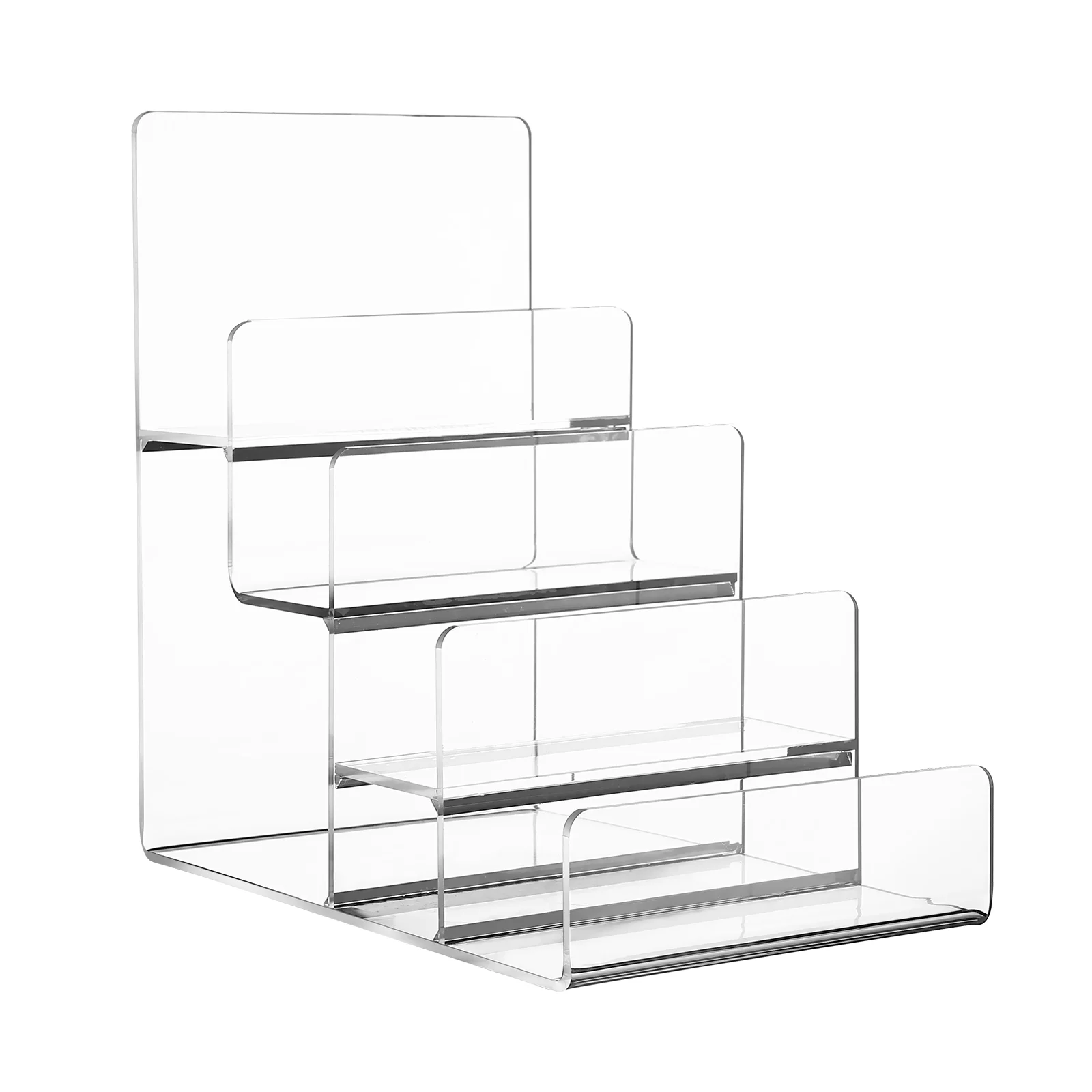 Desktop Shelf Storage Rack Trapezoid Display Stand Purse Collection Glasses Greeting Card Transparent Wallet Acrylic Travel