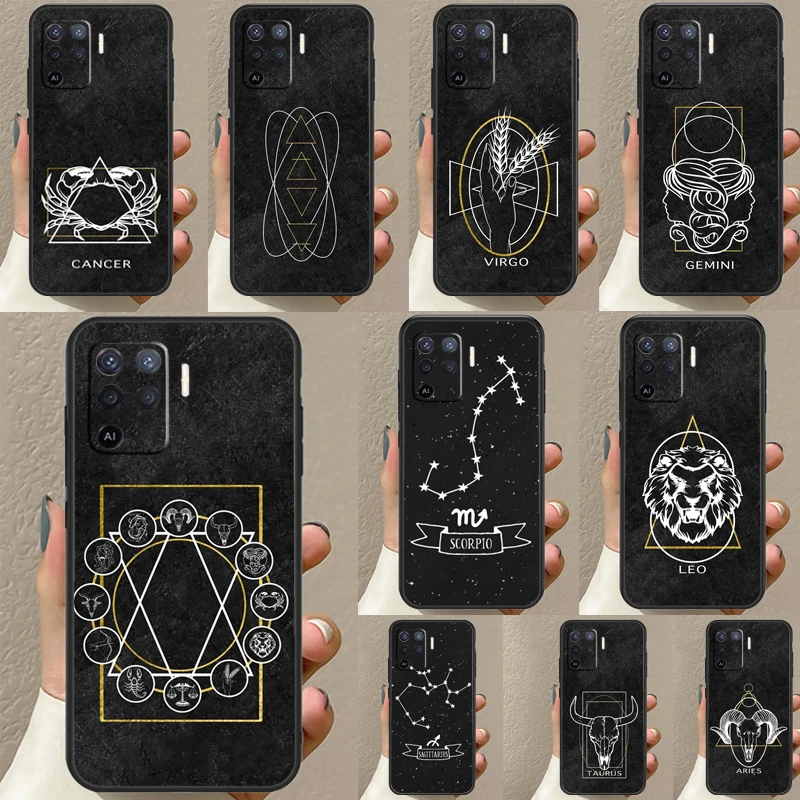 Zodiac Constellation Case For OPPO A96 A76 A16 A94 A74 A54 A53 A57 S A15 A52 A72 A93 A5 A9 A31 A17 A77 A78 Coque