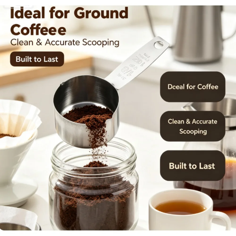 Chef Craft Select Coffee Measuring Cup, 4 inches, 2 tablespoons, Stainless Steel