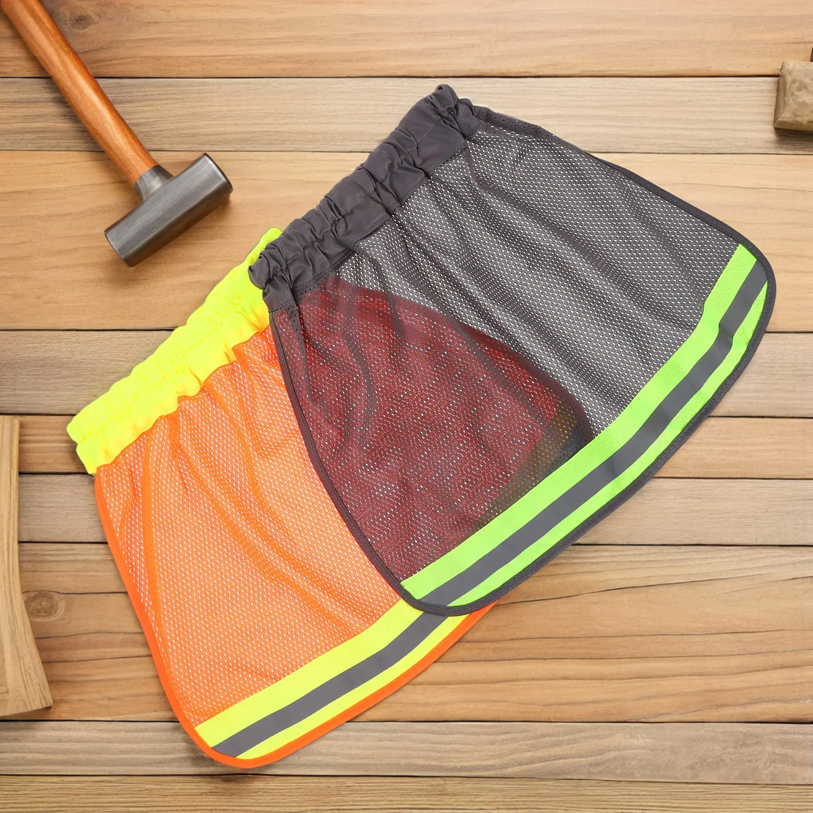 2Pcs High Visibility Neck Shade Hard Hat Sun Shade Reflective Strip Breathable Mesh Neck Protector Construction