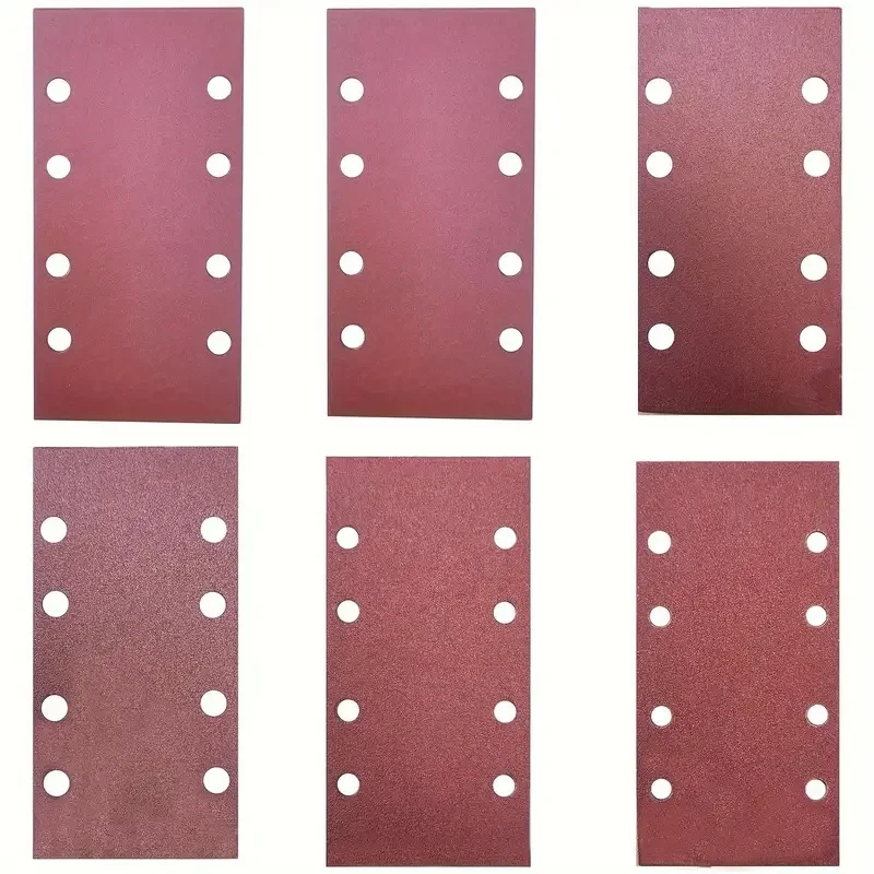 50pcs 8-Hole Rectangular Premium Flocked Sandpaper Sheets, Self-Adhesive, 185X93mm - Assorted Grits (80-400) For Air Grinders