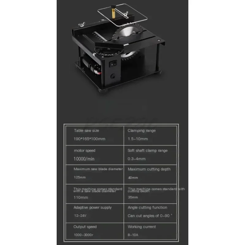 Imagem -03 - Micro Pequena Mesa Elétrica Saw Faça Você Mesmo Carpintaria Jade Elétrica Saw Grinder Precision Model Saw Multifuncional Pequeno Corte