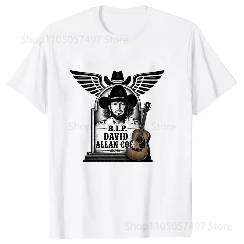 Camiseta con estampado de cantante country R I P David Allan Coe, camisetas informales de manga corta unisex, camisetas con estampado gráfico a la moda para hombres y mujeres