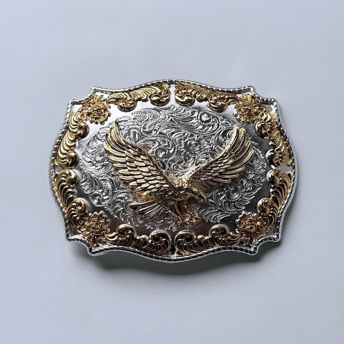 boucle-de-ceinture-western-couleur-argent-brillant-avec-touches-dorees-hebilla-buckle-wt128sg