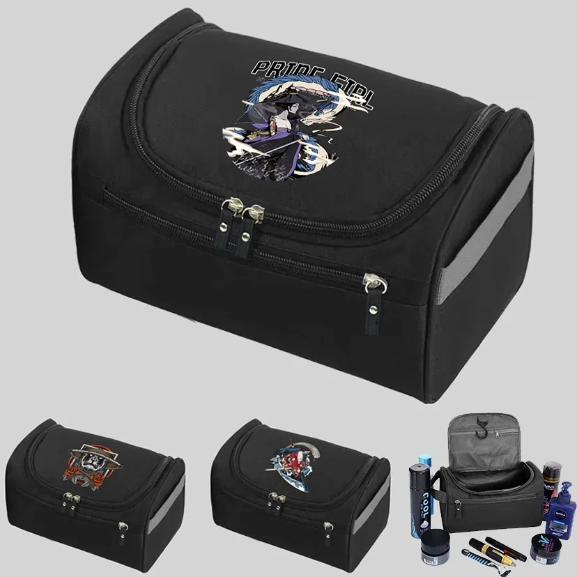 Men Makeup Bag Functional Hanging Travel Toiletries Organizer Storage Pouch Make Up Case Samurai Pattern Beauty Cosmetic Bag