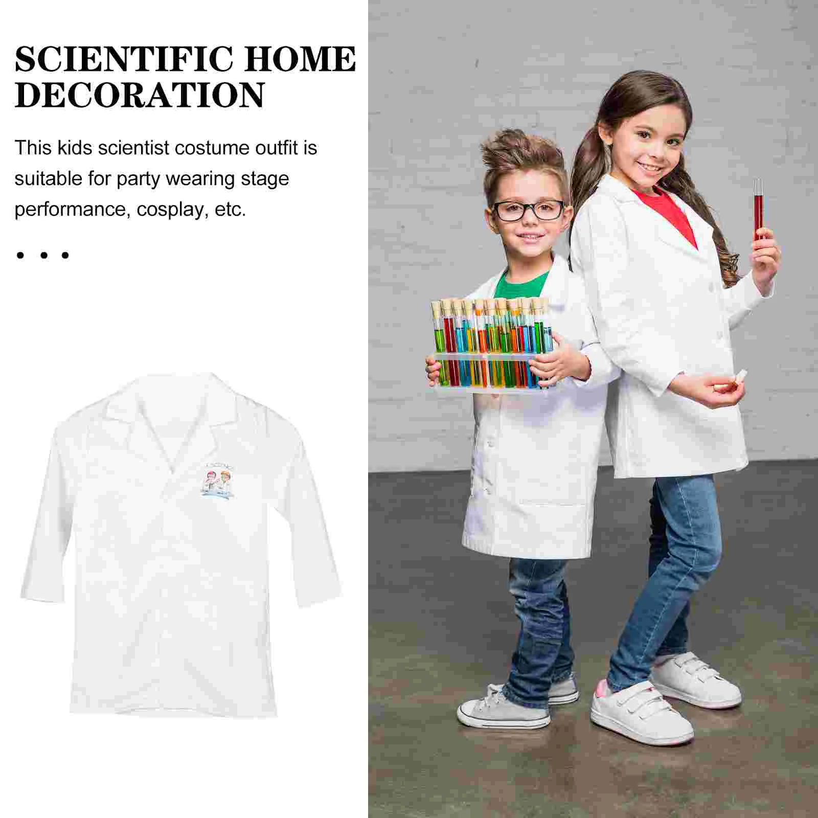 Washable Scientist Clothes Polyester Kids Costume Wear-resistant Lab Coat Decorative Cosplay Supply Toys