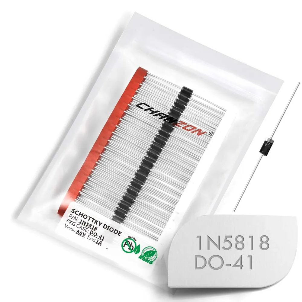 100 pces 1n5818 schottky barreira retificador diodos 1a 30 v do-41 DO-204AL axial 1n em 5818 in5818 1 ampère 30 volts