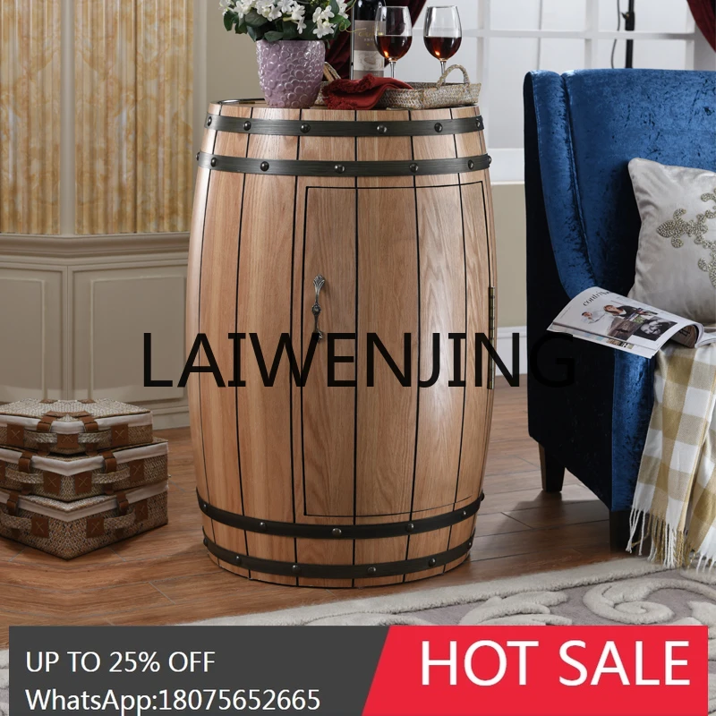 

American Light Luxury Single Door Wine Cabinet Retro Constant Temperature Refrigerated Oak Wine Barrel Home Living Room