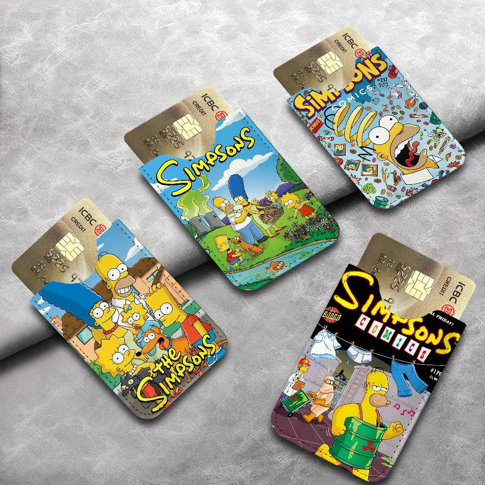 Adult Animation S-Simpsons PU Leather Card Holder Sleeve for Credit Cards,Secure/Slim Design, Travel Storage Essentials