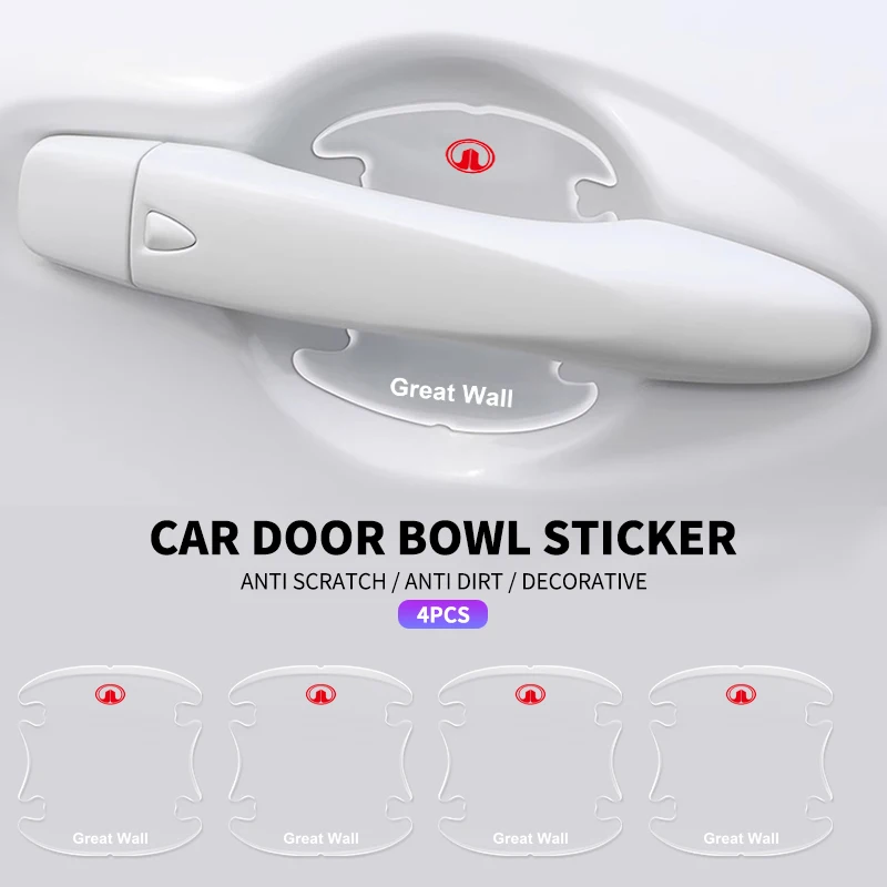 

4pcs transparent door bowl anti-scratch protective stickers For Great Wall GWM Poer Wingle 5 7 Haval H5 H3 H6 M4 Voleex C20 C30