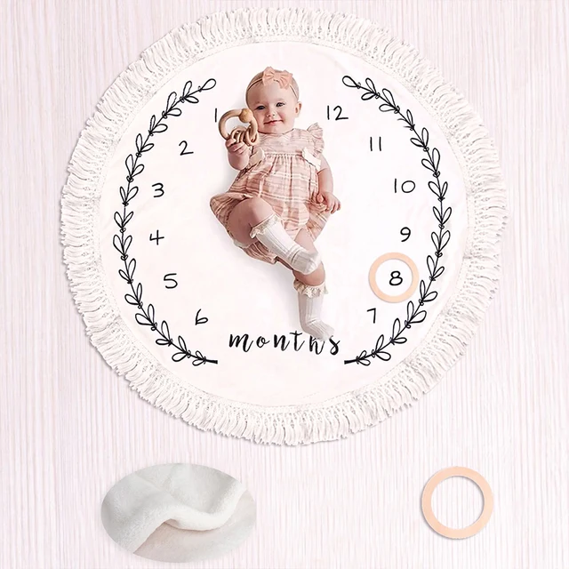Ylsteed Flannel Month Milestone Blanket Baby First Year Calendar Monthly Growth Chart Shower Gift Newborn Photography Backdrop
