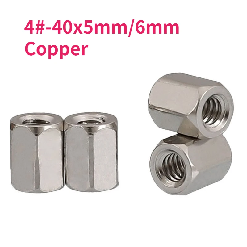 50/100/200/500/1000pcs 4#-40*5mm/6mm UNC Female Copper Hexagonal PCB Standoff Spacer RS232 VGA DB Screw Bolt Nickle Plated