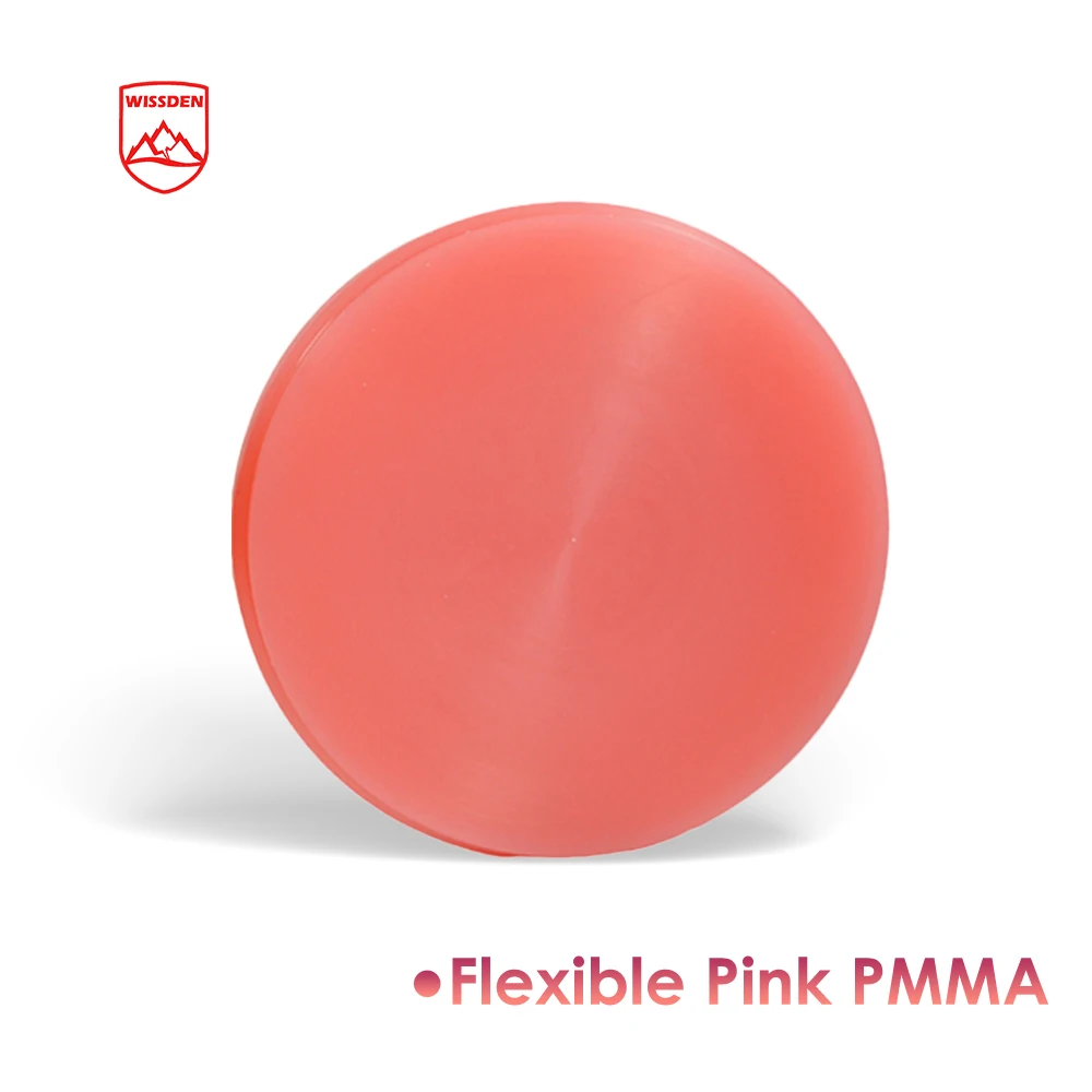 

Flexible Pink PMMA 98mm Good ductility High-Quality Dental Lab Materials Open System CADCAM 1Pcs