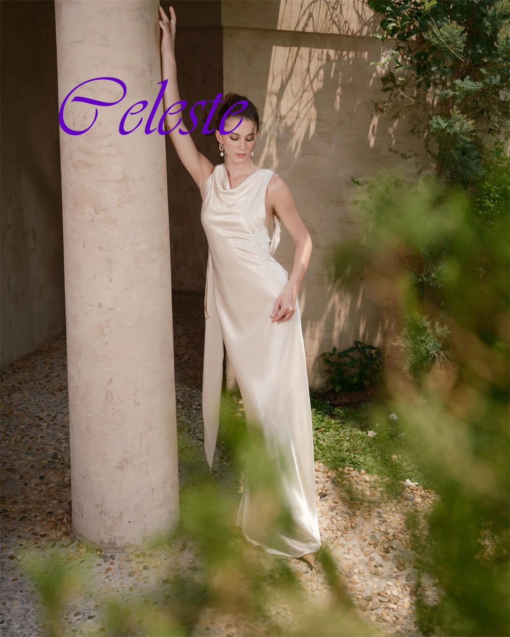 Robe de soirée en Satin pour femmes, personnalisée, Sexy, dos ouvert, sans manches, haute qualité, robes de bal, tempérament, robes de soirée blanches