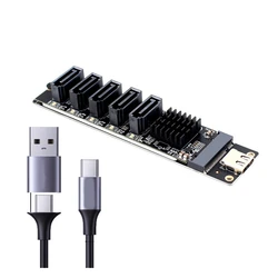 TYPE-C To SATA3.0 5 Ports Adapter Converter Card 6Gbps USB10G JM575+JMS580 For SATA SSD HDD Expansion