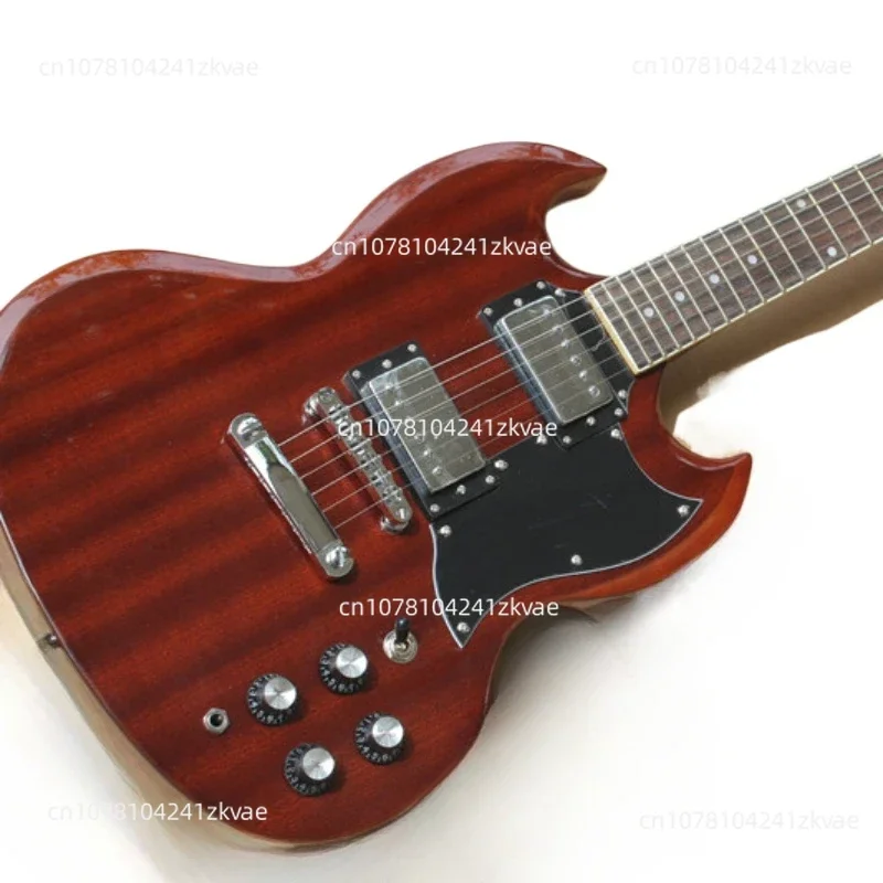 Electric Guitar Zebra Pattern Dark Red Brown Body Rose Wood Fingerboard Pointing