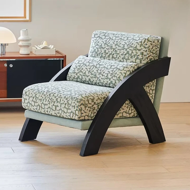 

French medieval ash wood, curved leisure chair, home living room balcony