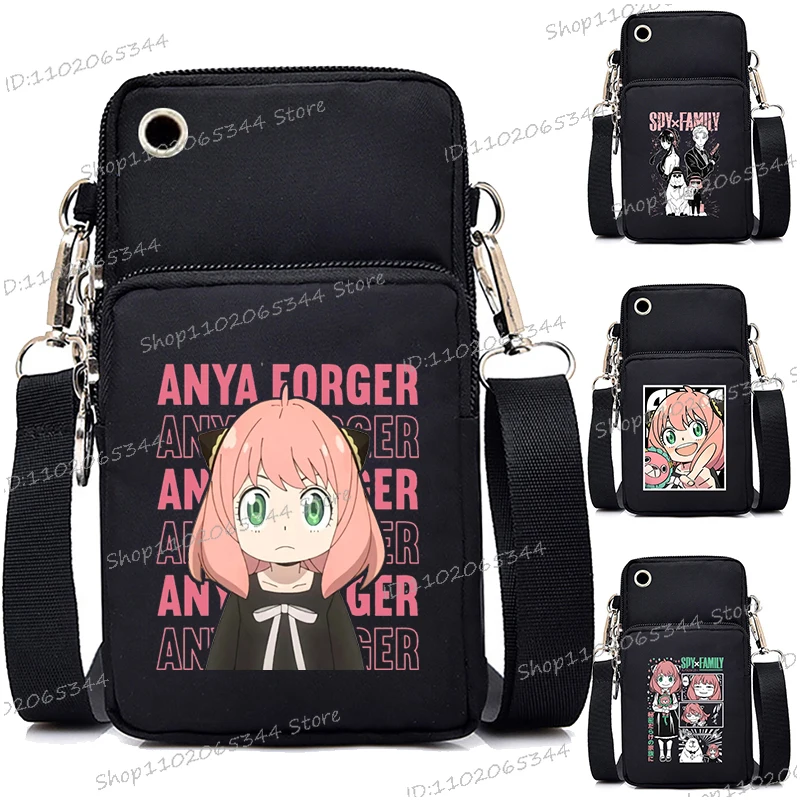 أنيمي جاسوس × الأسرة طباعة حقيبة الهاتف المحمول الصغيرة النساء الرجال الكرتون مضحك الهزلي أنيا مزور الكتف الحقيبة موضة حقائب كروسبودي