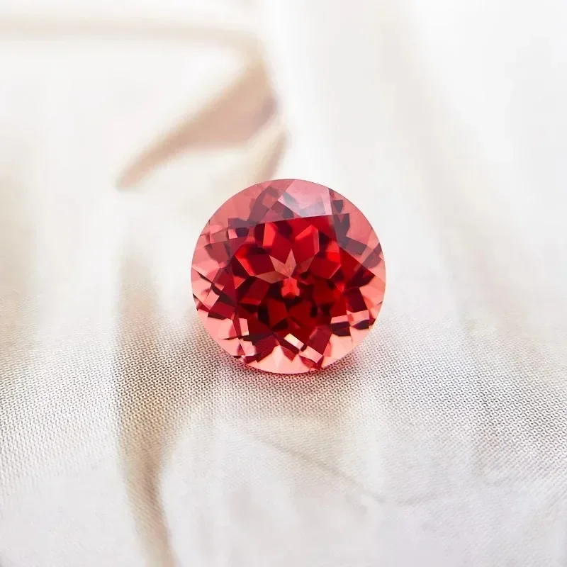 

A- Lab Grown Padparadscha Round Shape Fire Lotus Color Top Quality for Diy Jewelry Making Ring Selectable AGL Certificate