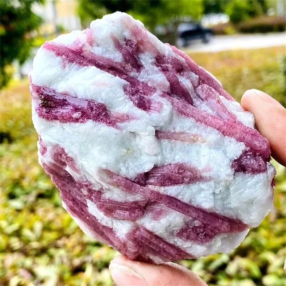 Wholesale Hot Sale Natural Gemstone Crystal Healing Stones Rough Red Tourmaline Specimen  Pink Raw Stone Crystal Crafts view 2