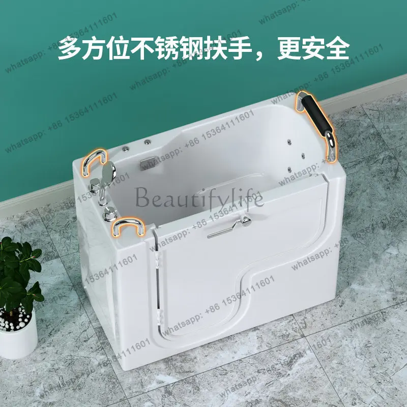 Walk-in elderly side door bathtub barrier-free sitting deep bubble massage constant temperature acrylic