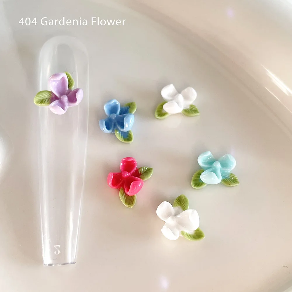 

-Gardenia- Implicit Beauty Blossom Nail Knickknacks Mix Color 3 Curled Petals Flower Resin Ornament Nail Gels Accessories 404art