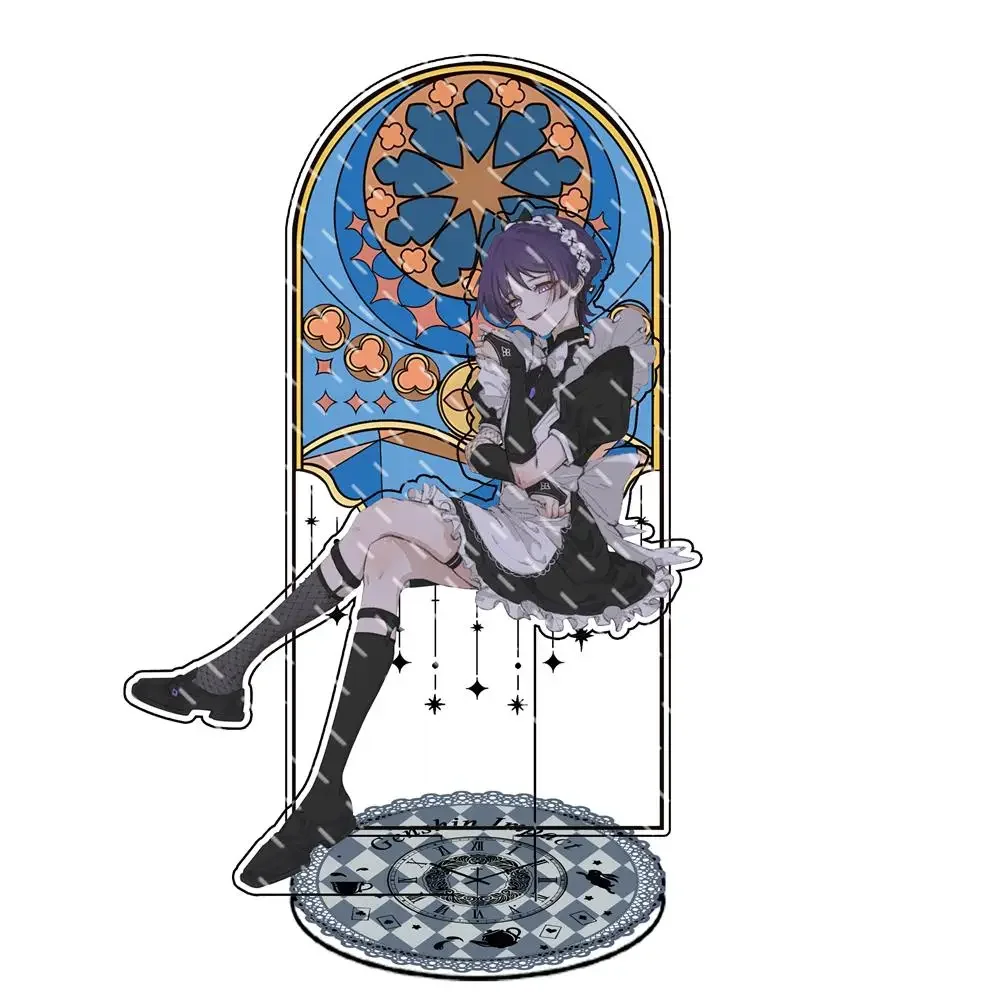 Game Genshin Impact Zhongli Diluc Xiao Venti Anime Double-deck Acrylic Stand Maid style Model Plate Desk Decor Standing Cosplay