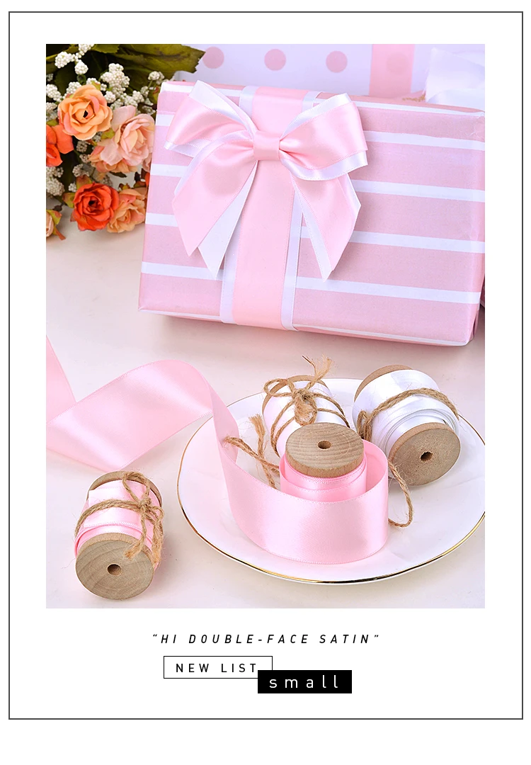YAMA 25yards/roll Double Face Satin Ribbon 6 9 13 16 25 38 mm Solid Color Ribbons for Handmade Craft Gifts  Wedding Decoration