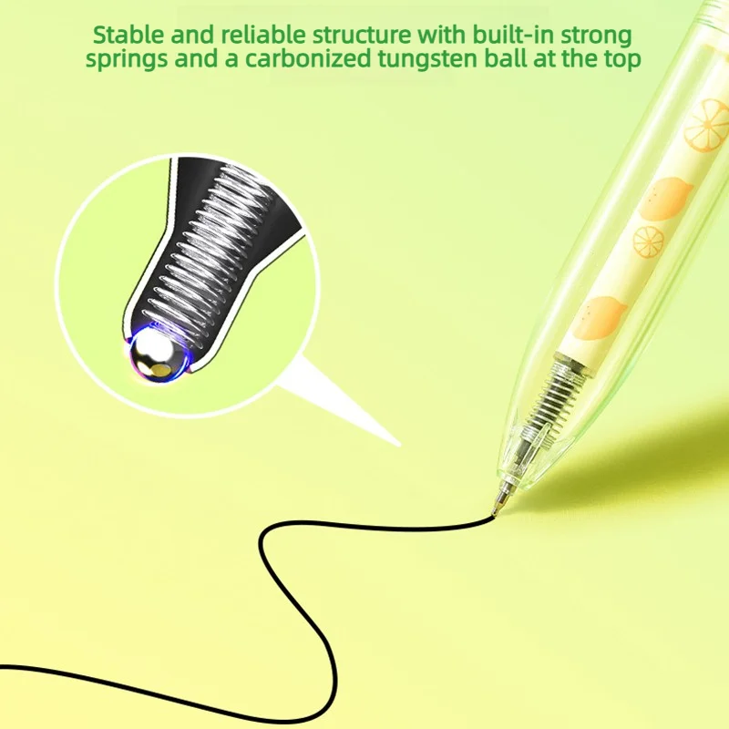 Strawberry Lemon Twist Pen Twisting Gel Pen Rotating Out Black Ink Rollerball Pen Student Stationery Office Supplies