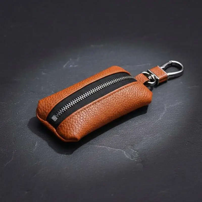 Zipper Leather Key Case for Men Keeps Your Keys Secure Perfect for Gift Giving