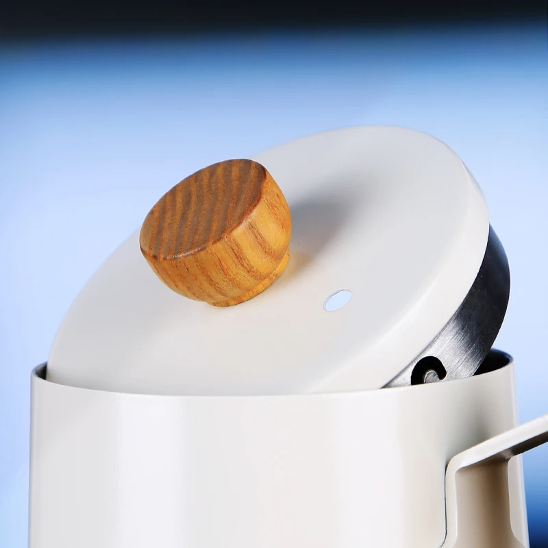 المحمولة المتخصصة الفولاذ المقاوم للصدأ معقوفة صب فوق غلاية القهوة وعاء القهوة بمقبض خشبي