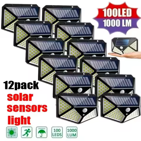 12Pack Outdoor Solar Lights 3 Modes Motion Sensor Lights Waterproof Wall Lights for Backyard Garden Patio Yard Garage Deck Porch
