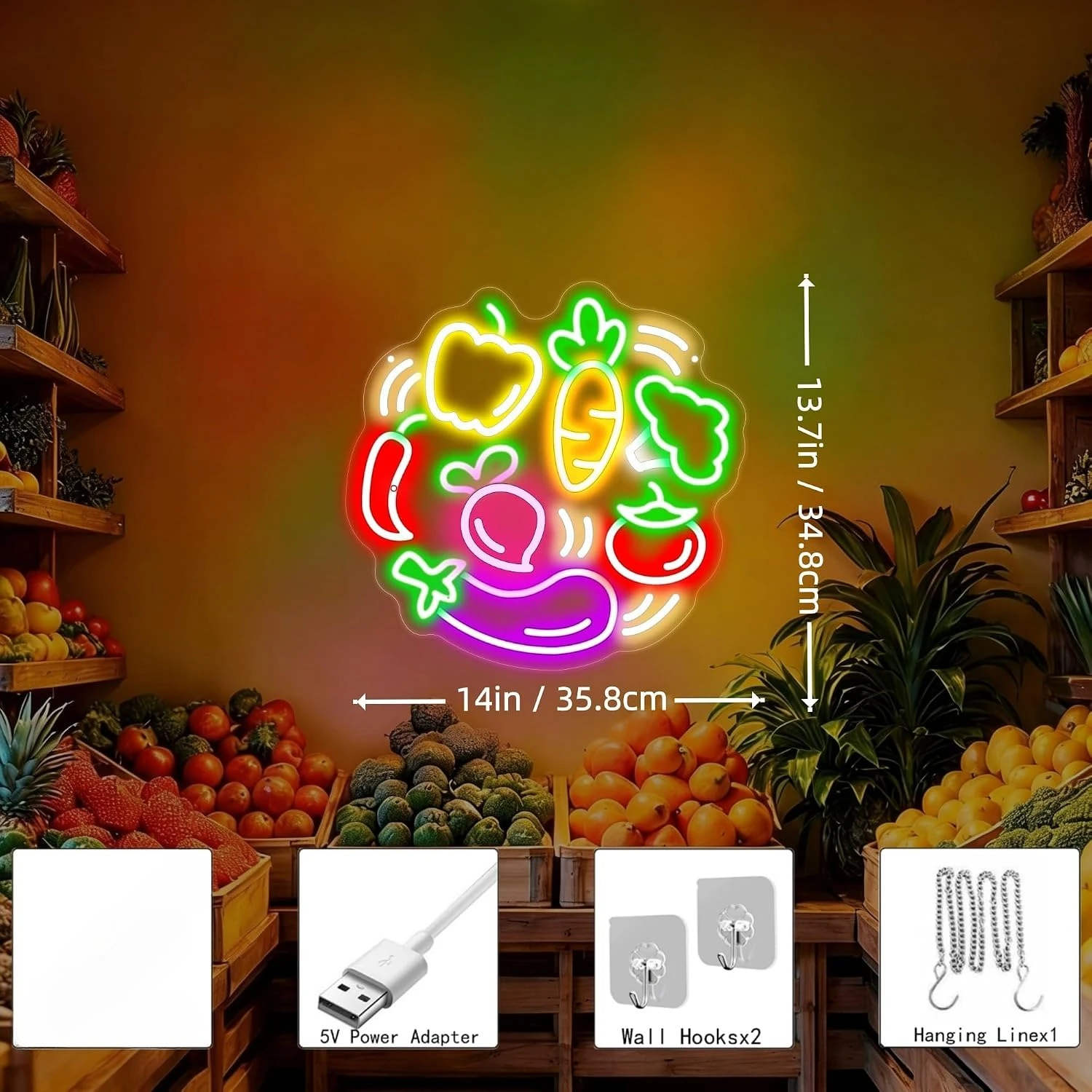 Sebzeler LED Neon Tabela USB N - Commercial Kitchen Store incelemesi ve fiyatı