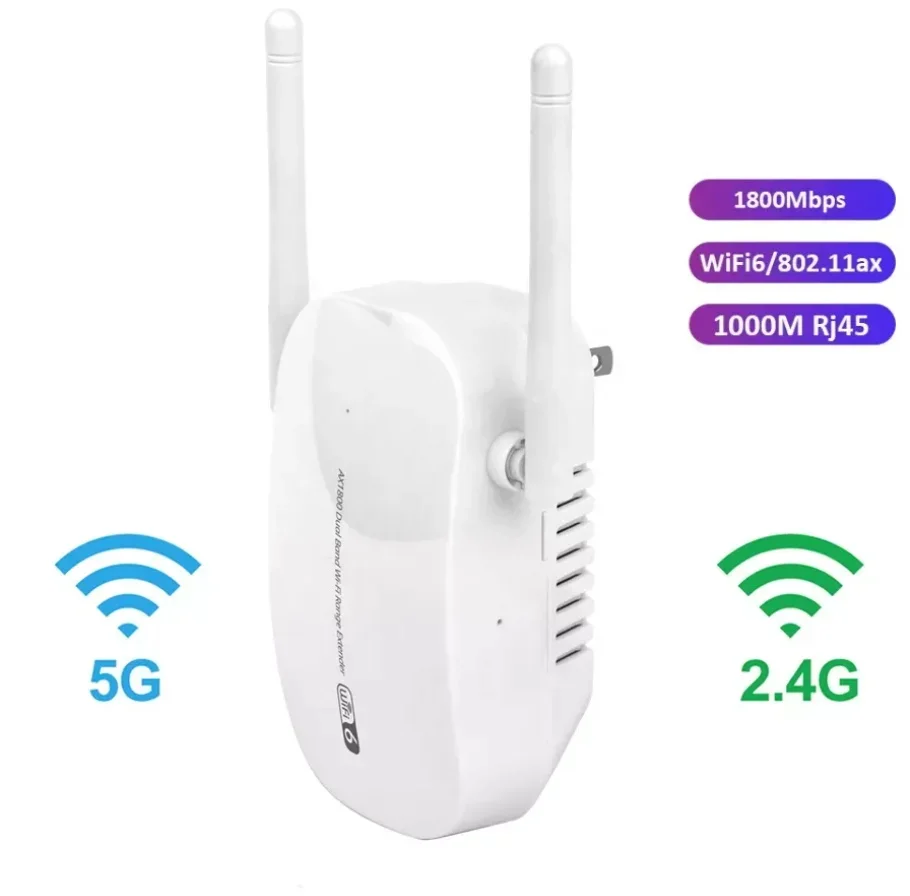 WiFi 6 Extender 1800Mbps/WiFi 6  Extender Dual Band 2.4G&5.8G Wireless Repeater WiFi Range Booster AP/Router 4 Antennas